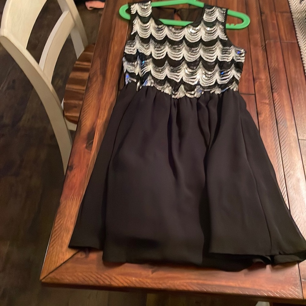 Juniors black and silver sequin dress